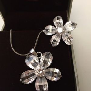 Crystal Flower Ring (Size 7) and Matching Pendant